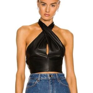 STAUD Kia Vegan Leather Halter Top